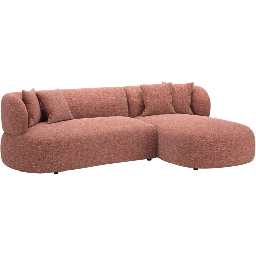 Venezia Sectional Sofa With Right Facing Chaise Brown Textured Fabric