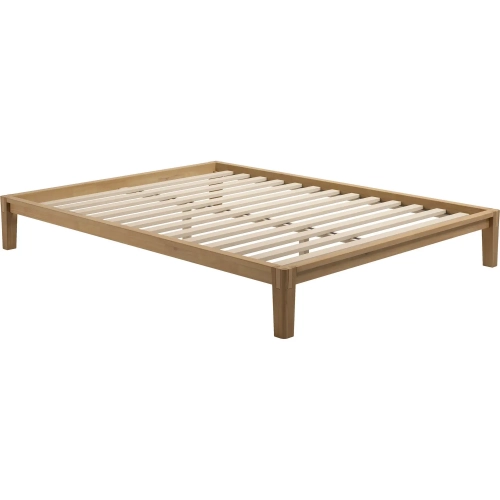 Luum Queen Platform Bed Frame in Natural Finish Rubberwood