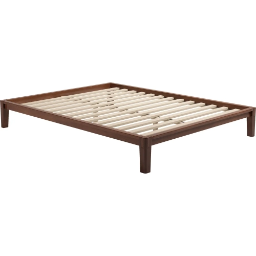 Luum Queen Platform Bed Frame in Walnut Finish Rubberwood
