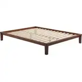 Luum Queen Platform Bed Frame in Walnut Finish Rubberwood