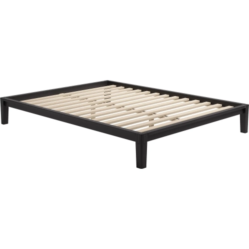 Luum Queen Platform Bed Frame in Black Finish Rubberwood