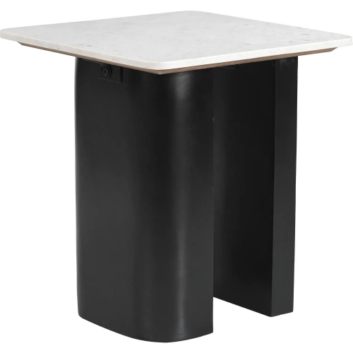 Fiora Side Table White Marble & Black Mango Wood