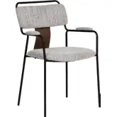 Couva Dining Chair in Gray Tweed Chenille Fabric, Leatherette & Black Steel (Set of 2)