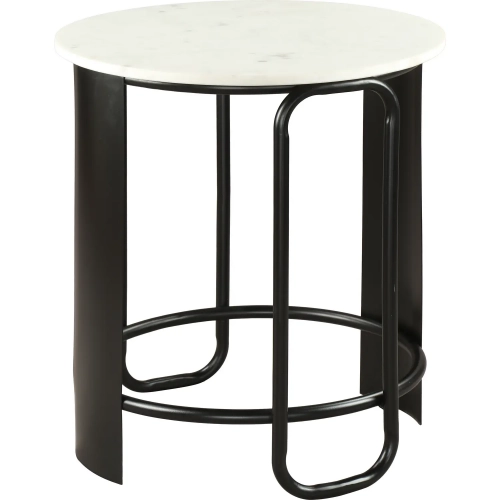 Obel Side Table White Marble & Black Steel