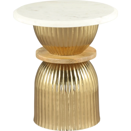 Maro Side Table in Multicolor Marble & Gold Finish Iron
