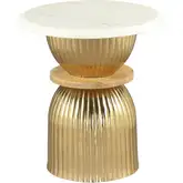 Maro Side Table in Multicolor Marble & Gold Finish Iron