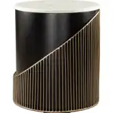 Tova Side Table in White Marble, Black & Brass