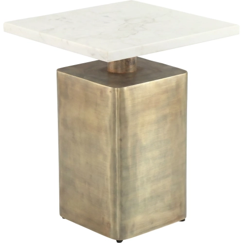 Nyra Side Table in White Marble & Brass