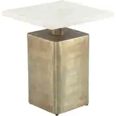 Nyra Side Table in White Marble & Brass