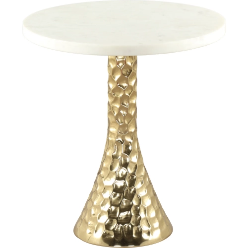 Lira Side Table in White Marble & Gold Metal