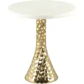 Lira Side Table in White Marble & Gold Metal