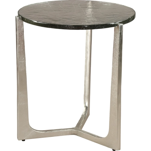 Olea Side Table in Silver Cast Glass & Aluminum
