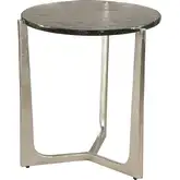 Olea Side Table in Silver Cast Glass & Aluminum