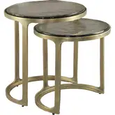 Tessa 2-Piece Nesting Table Set in Cast Glass & Brass Aluminum