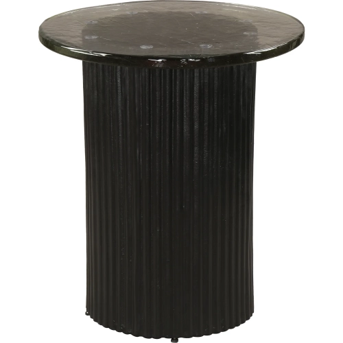Tarn Side Table in Black Cast Glass & Aluminum