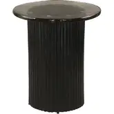 Tarn Side Table in Black Cast Glass & Aluminum