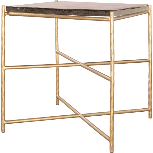 Kove Side Table in Recycled Sand Cast Glass & Gold Electroplated Iron