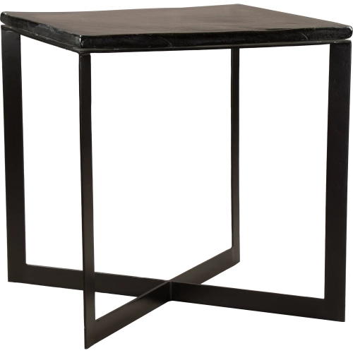 Mysa Side Table in Black Cast Glass & Aluminum