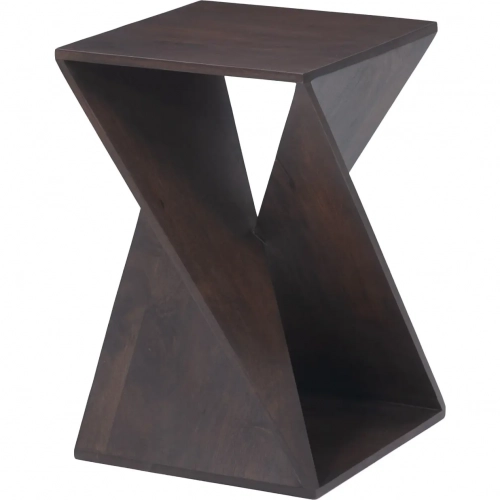 Alba Accent Side Table in Walnut Brown Finish Mango Wood