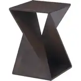 Alba Accent Side Table in Walnut Brown Finish Mango Wood