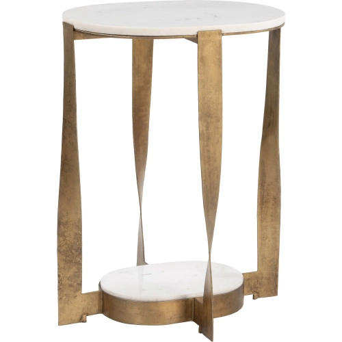 Orion Side Table in White Marble & Brass