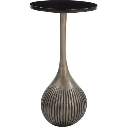 Ionis Side Table in Black Marble & Antique Silver