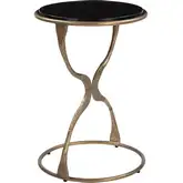 Tempus Side Table in Black Marble & Brass Iron