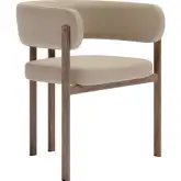 Ruge Dining Chair in Beige Vegan Leather & Walnut Faux Wood Steel (Set of 2)