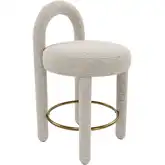 Curco Counter Stool in Gray Textured Fabric & Metal (Set of 2)