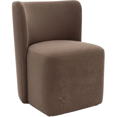 Bambun Dining Chair w/ Wheels in Taupe Brown Fabric