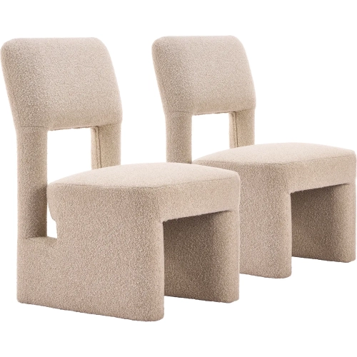 Dewey Dining Chair in Beige Shearling Style Fabric (Set of 2)