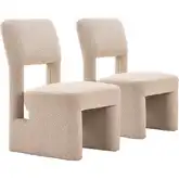 Dewey Dining Chair in Beige Shearling Style Fabric (Set of 2)