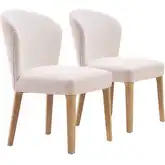 Mondstein Dining Chair in Ivory Shearling Style Fabric & Wood (Set of 2)