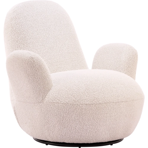 Lunet Swivel Accent Chair in Ivory Shearling Style Fabric