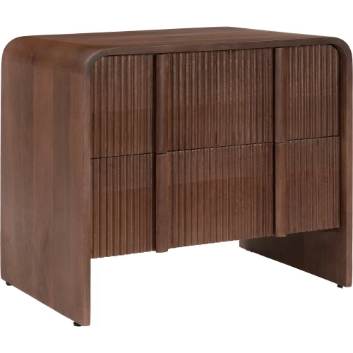 Calipso Nightstand in Walnut Finish Mango Wood