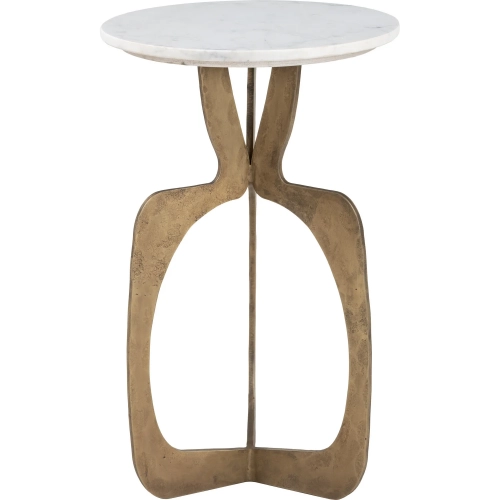 Ophelia Side Table in White Marble & Brass