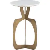 Ophelia Side Table in White Marble & Brass