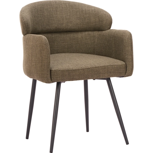 Musgo Dining Chair in Green Fabric & Black Steel (Set of 2)