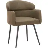 Musgo Dining Chair in Green Fabric & Black Steel (Set of 2)