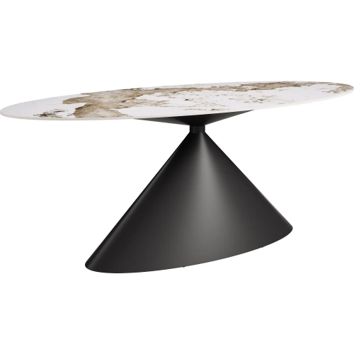 Armana Dining Table White Faux Marble & Brown Steel