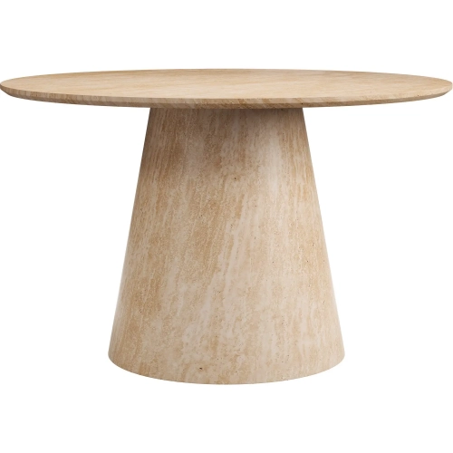 Legno 47" Round Pedestal Dining Table in Natural Look Faux Travertine