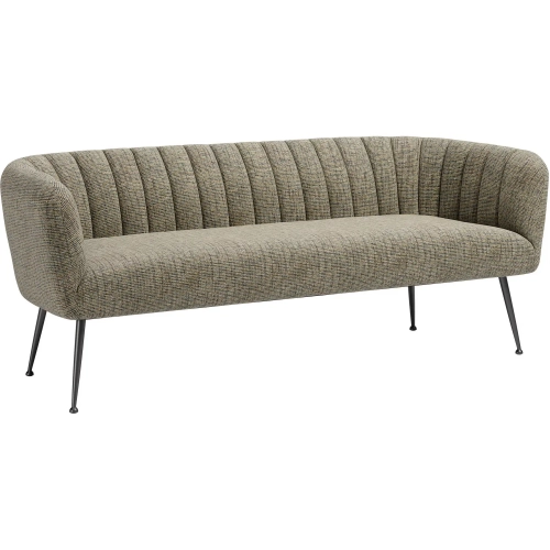 Deco Sofa in Channel Tufted Green Tweed Chenille Fabric