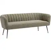 Deco Sofa in Channel Tufted Green Tweed Chenille Fabric