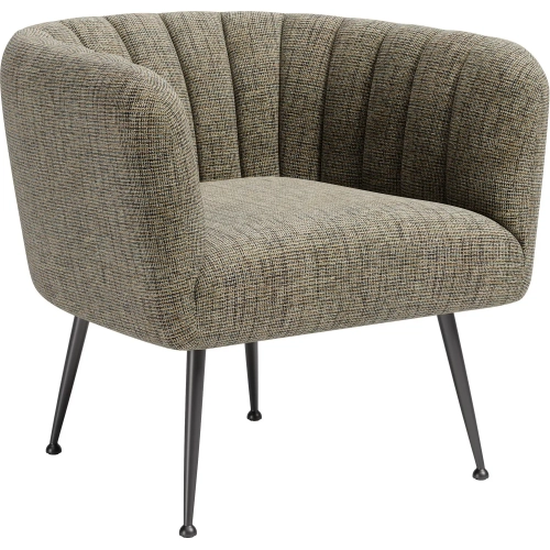 Deco Accent Chair in Channel Tufted Green Tweed Chenille Fabric