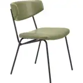 Charon Dining Chair in Green Vegan Leather & Black Steel(Set of 2)