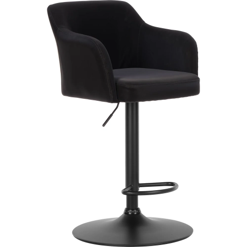 Prescott Bar Stool in Black Vegan Leather & Black Steel