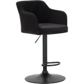 Prescott Bar Stool in Black Vegan Leather & Black Steel