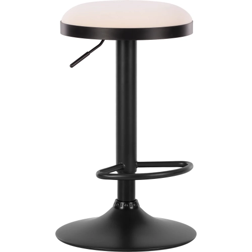 Rosco Bar Stool in White Vegan Leather & Black Metal (Set of 2)