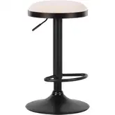 Rosco Bar Stool in White Vegan Leather & Black Metal (Set of 2)