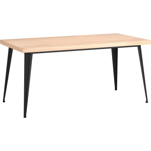 Saelen Dining Table in Natural Faux Wood MDF & Black Steel